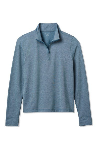 Travis Mathew Featherweightt Active Zip Long Sleeve dámske polo, heather copen blue