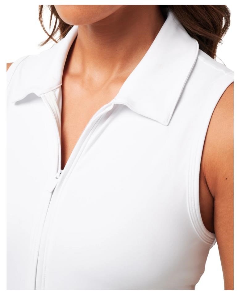 Travis Mathew Moveknit Sleeveless Polo dámske šaty, biele