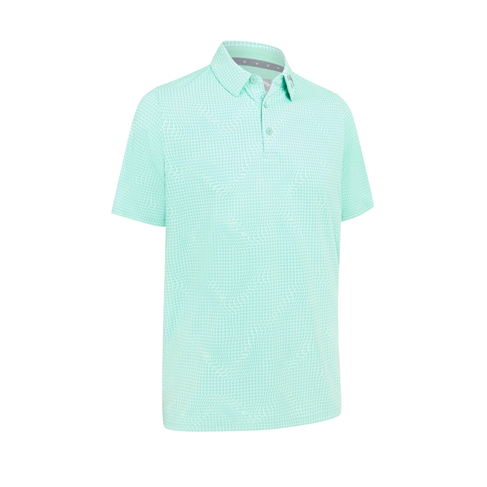Callaway Warped Gingham Print pánske polo, neptune green