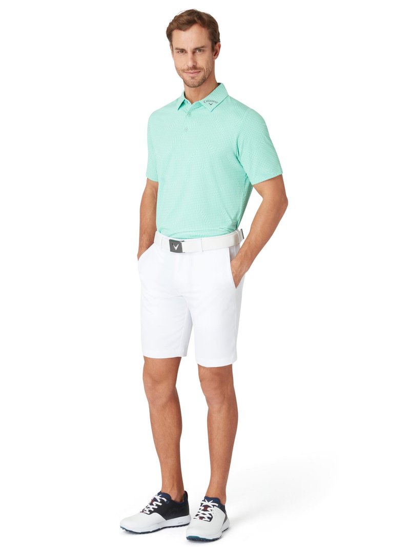 Callaway Warped Gingham Print pánske polo, neptune green