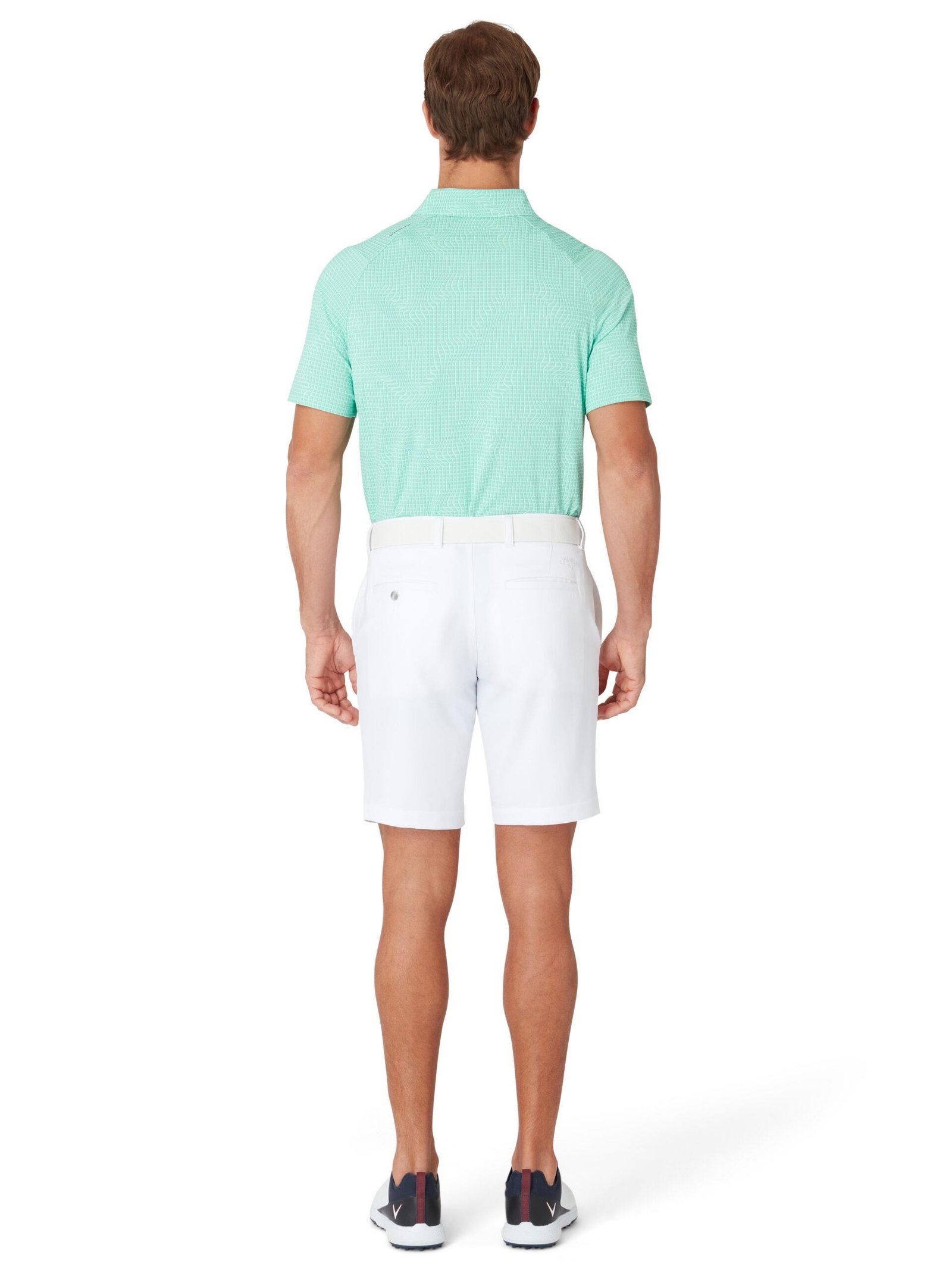 Callaway Warped Gingham Print pánske polo, neptune green