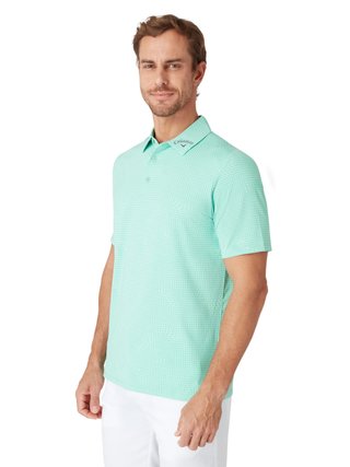 Callaway Warped Gingham Print pánske polo, neptune green