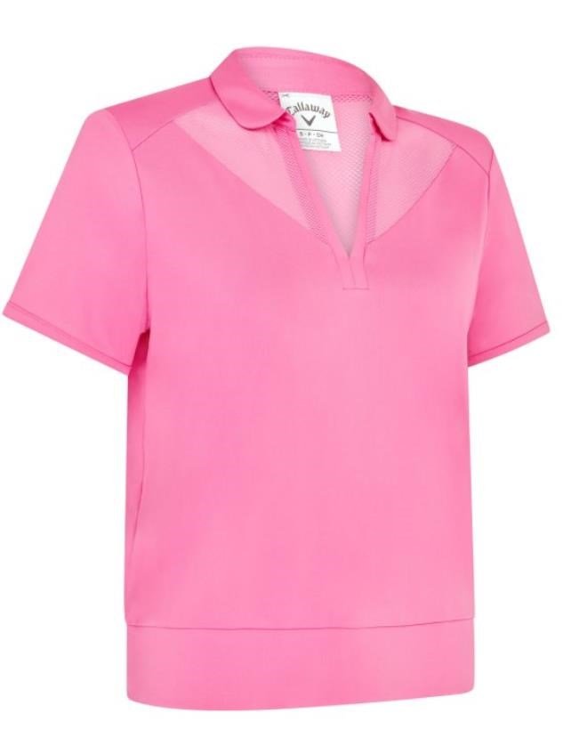 Callaway Waist Length Mesh Detail Short Sleeve dámske polo, cheeky pink