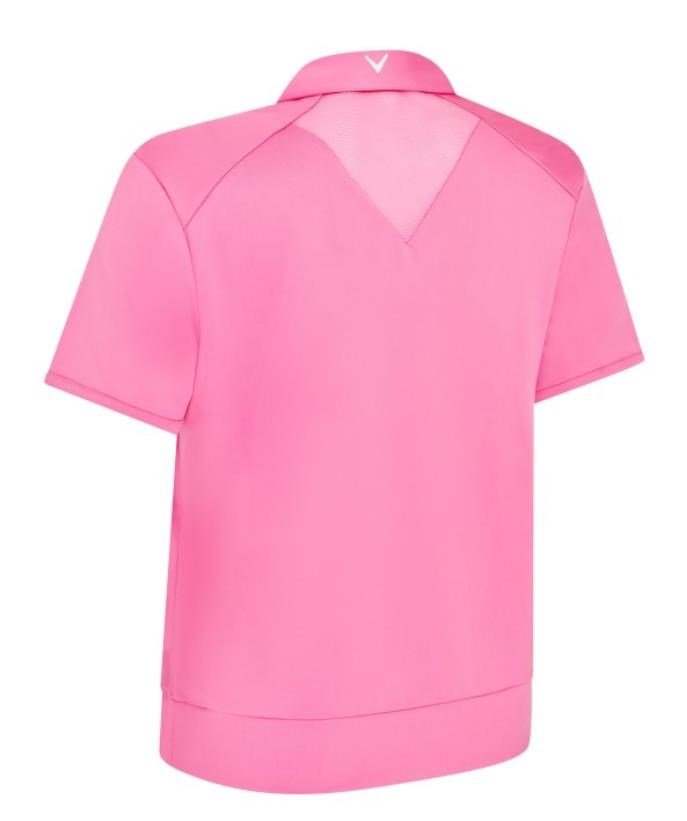Callaway Waist Length Mesh Detail Short Sleeve dámske polo, cheeky pink