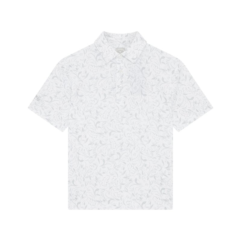 Callaway Floral Print detské polo, bright white