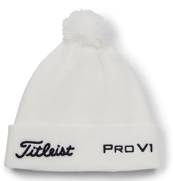 Titleist Tour Pom Pom unisex zimná čepica, bielo/čierna