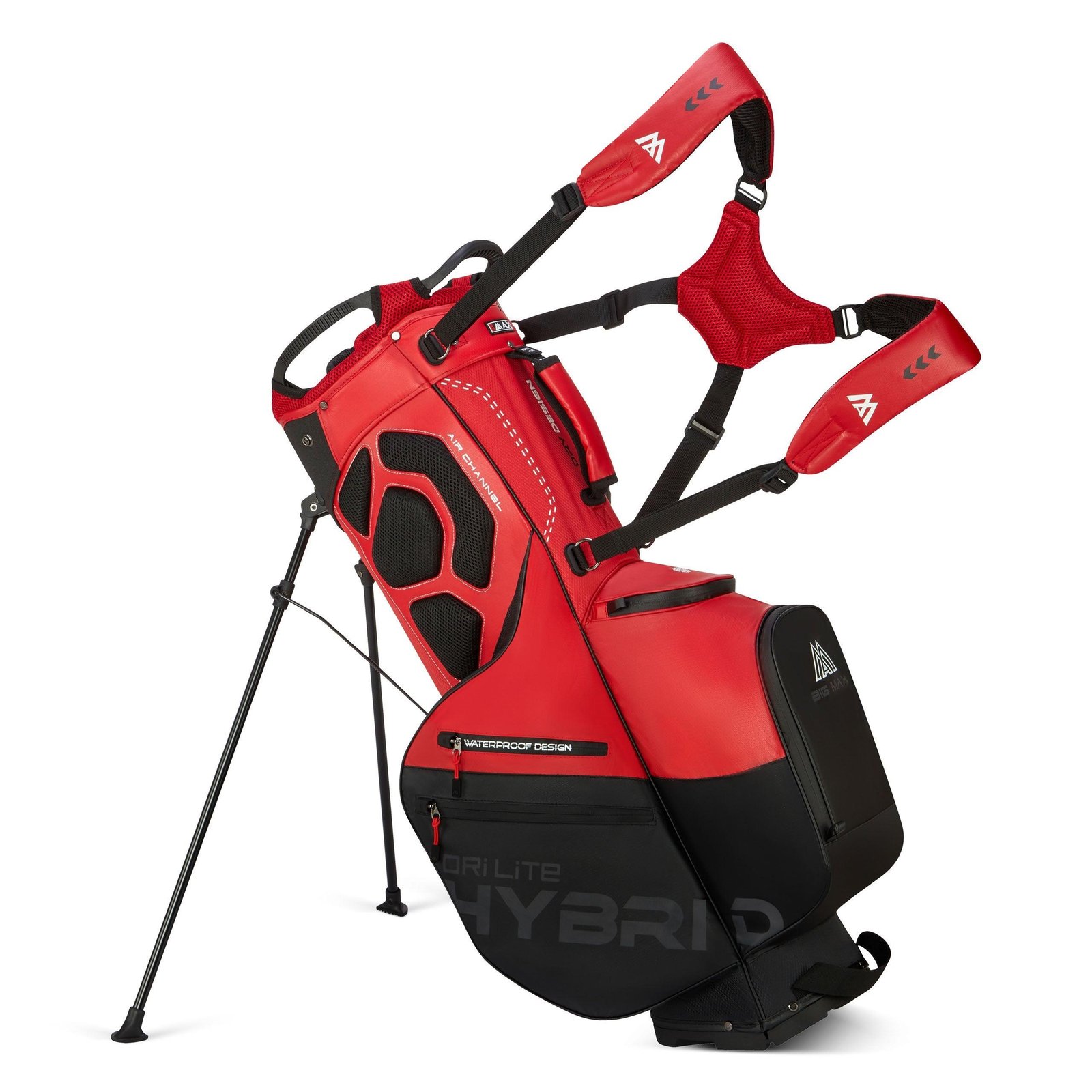 Big Max Dri Lite Hybrid Plus stand bag, červená/čierna
