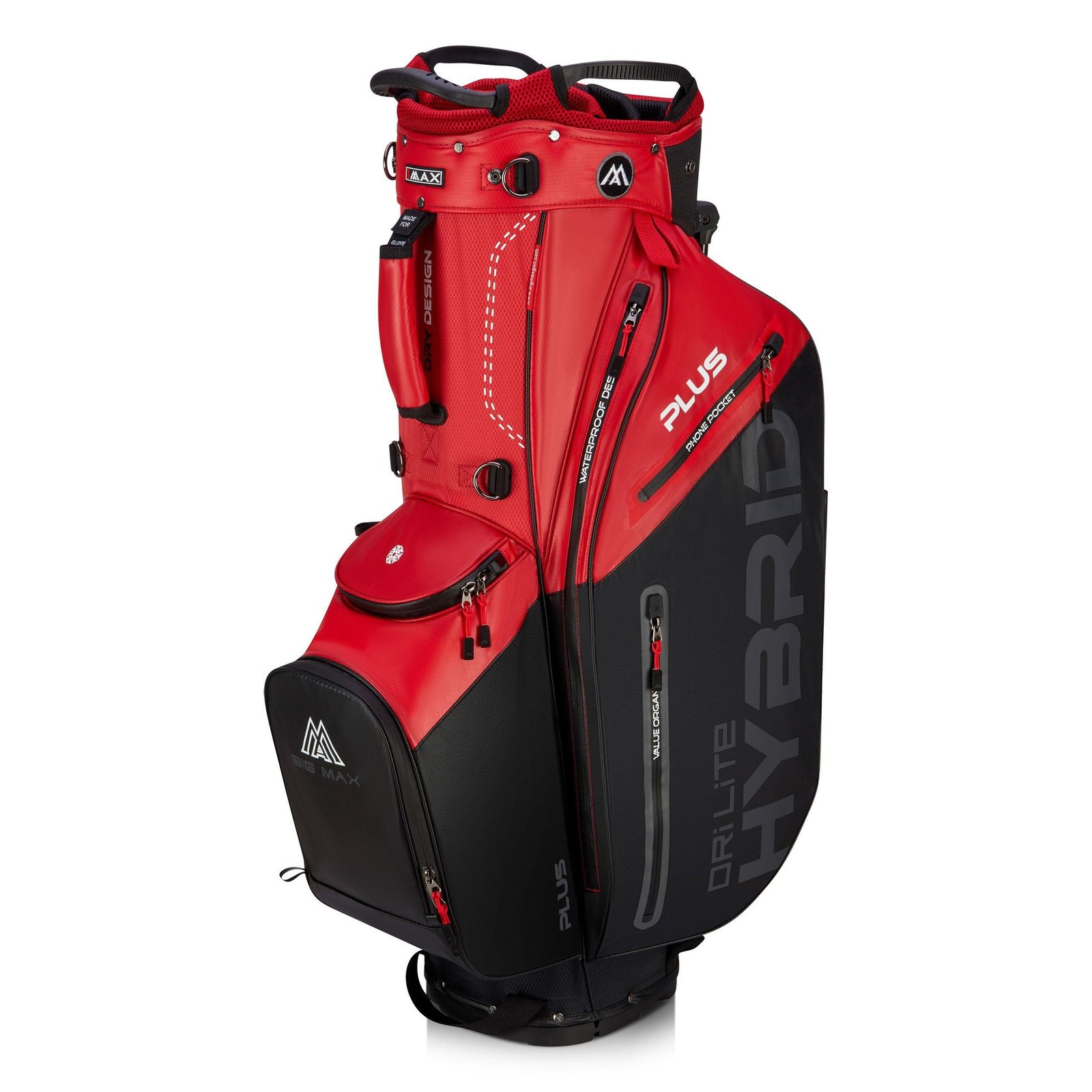 Big Max Dri Lite Hybrid Plus stand bag, červená/čierna