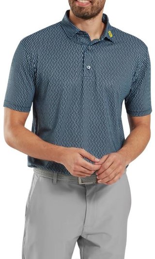 FootJoy Wiggle Print Lisle pánske polo, navy/sivá/biela