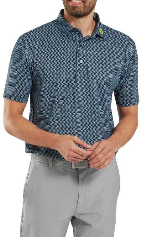 FootJoy Wiggle Print Lisle pánske polo, navy/sivá/biela