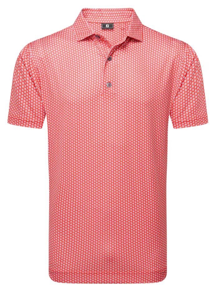 FootJoy Houndstooth Geo Lisle pánske polo, hibiscus