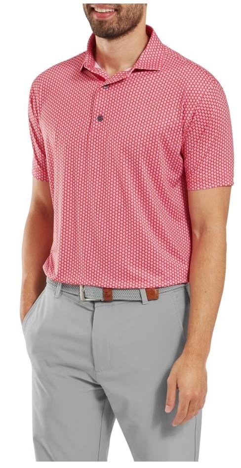 FootJoy Houndstooth Geo Lisle pánske polo, hibiscus