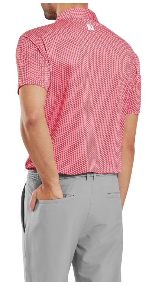 FootJoy Houndstooth Geo Lisle pánske polo, hibiscus