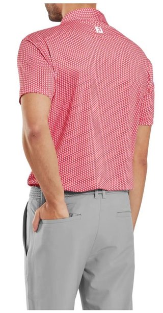 FootJoy Houndstooth Geo Lisle pánske polo, hibiscus