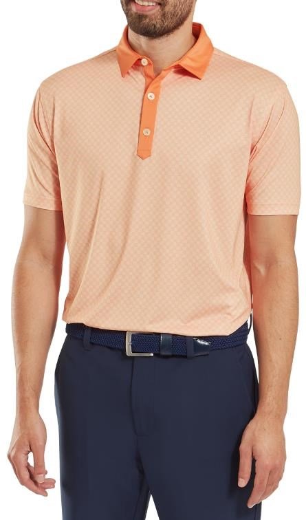 FootJoy Checker Print Lisle pánske polo, oranžovo/biele