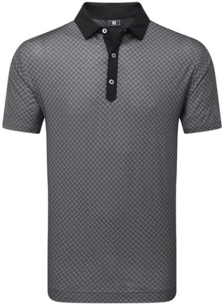 FootJoy Checker Print Lisle pánske polo, čierno/biele