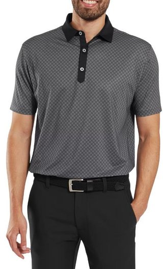 FootJoy Checker Print Lisle pánske polo, čierno/biele