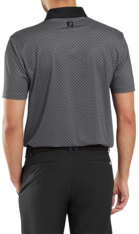 FootJoy Checker Print Lisle pánske polo, čierno/biele