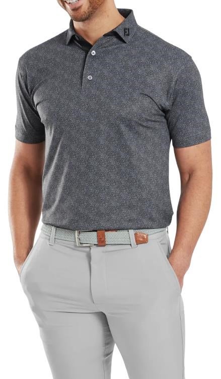 FootJoy Speckle Print Pique pánske polo, čierne/flint