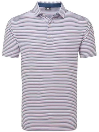 FootJoy Balance Stripe Lisle pánske polo, skyway/white/dark denim/pink lemonade