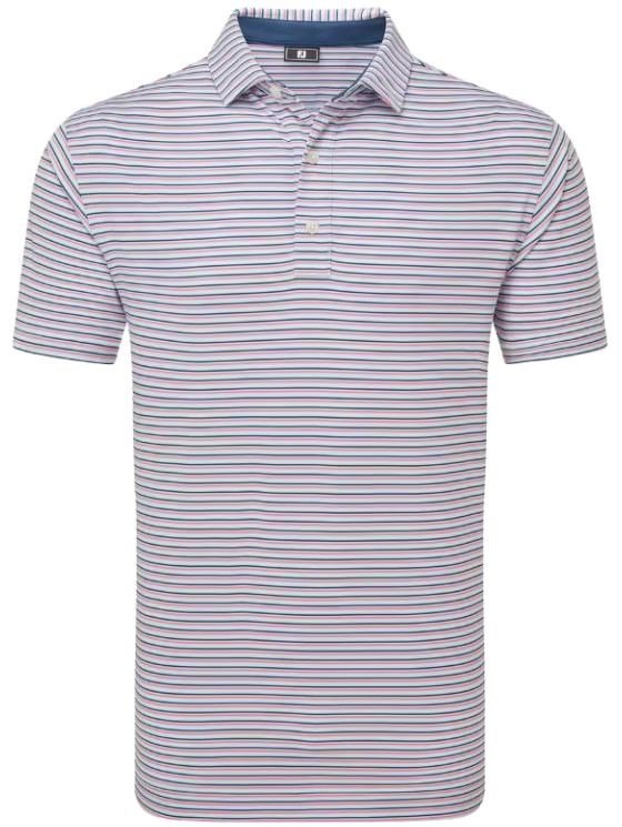 FootJoy Balance Stripe Lisle pánske polo, skyway/white/dark denim/pink lemonade