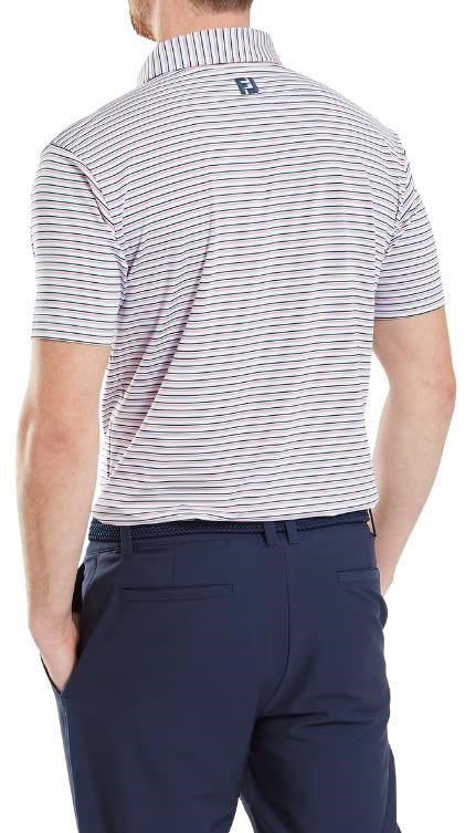 FootJoy Balance Stripe Lisle pánske polo, skyway/white/dark denim/pink lemonade