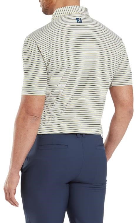FootJoy Balance Stripe Lisle pánske polo, white/navy/grey/taxi
