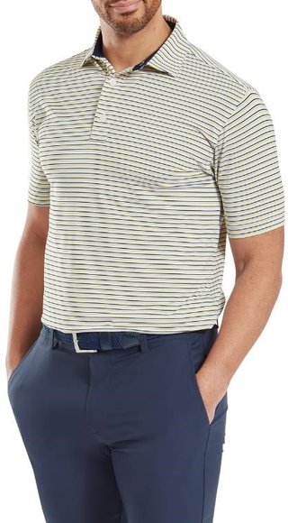 FootJoy Balance Stripe Lisle pánske polo, blue jay/white/pistachio/orange