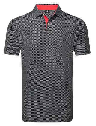 FootJoy Irongate Print Lisle pánske polo, čierne/biele
