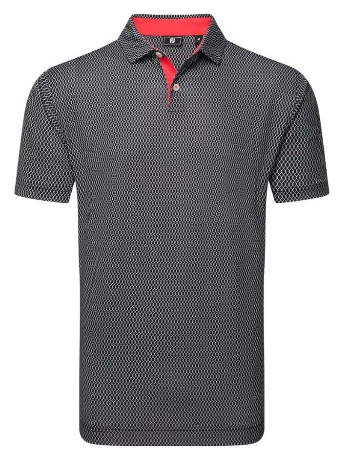 FootJoy Irongate Print Lisle pánske polo, čierne/biele