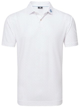 FootJoy Bounce Print Pique pánske polo, white/orange/blue jay