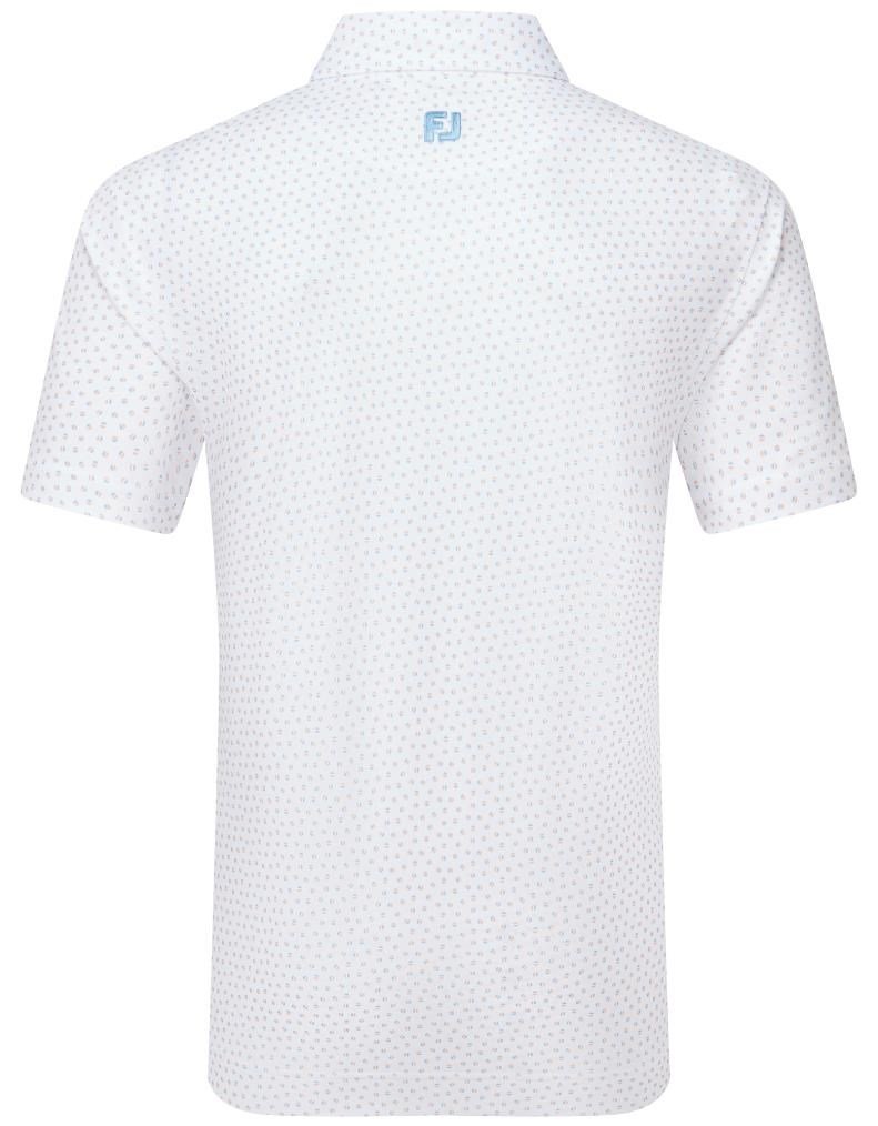 FootJoy Bounce Print Pique pánske polo, white/orange/blue jay