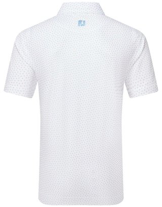 FootJoy Bounce Print Pique pánske polo, white/orange/blue jay