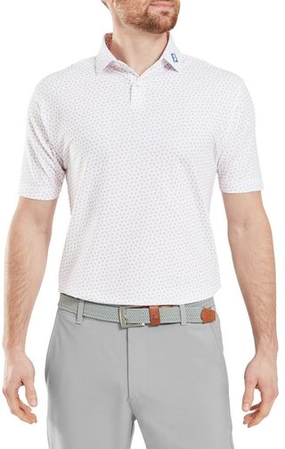 FootJoy Bounce Print Pique pánske polo, white/orange/blue jay