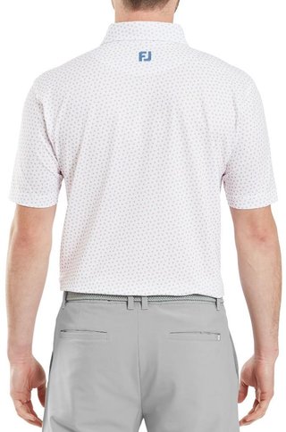 FootJoy Bounce Print Pique pánske polo, white/orange/blue jay