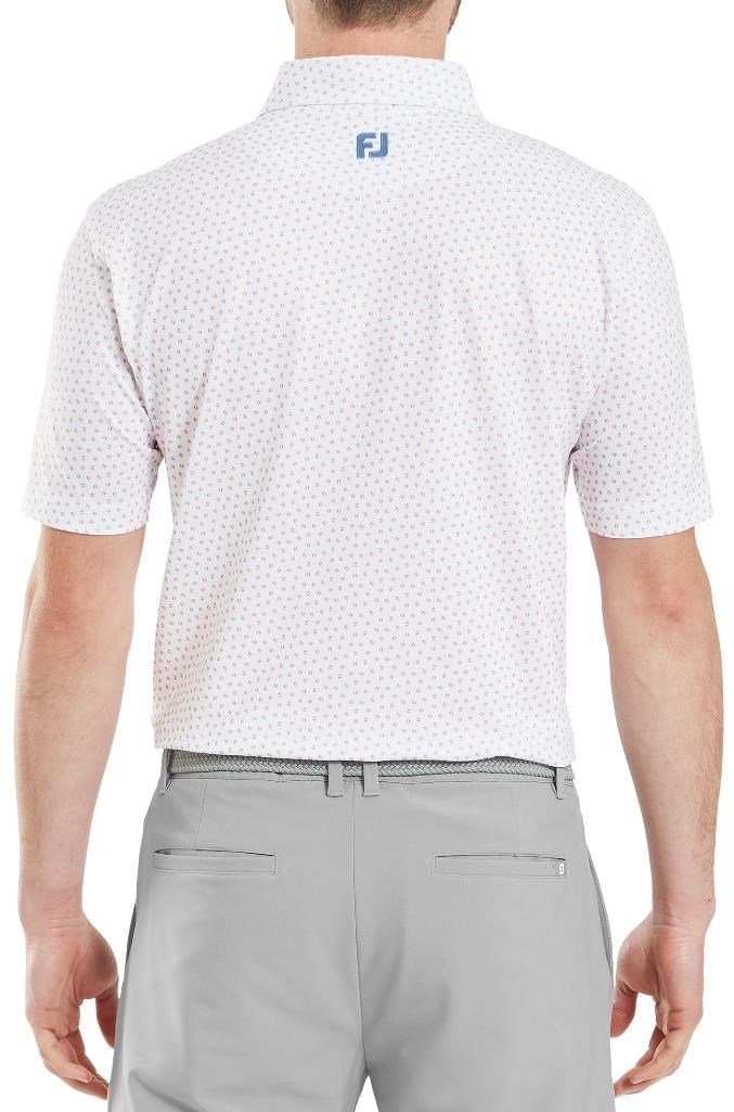 FootJoy Bounce Print Pique pánske polo, white/orange/blue jay