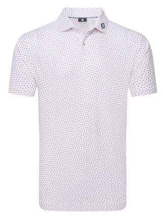 FootJoy Bounce Print Pique pánske polo, white/hibiscus