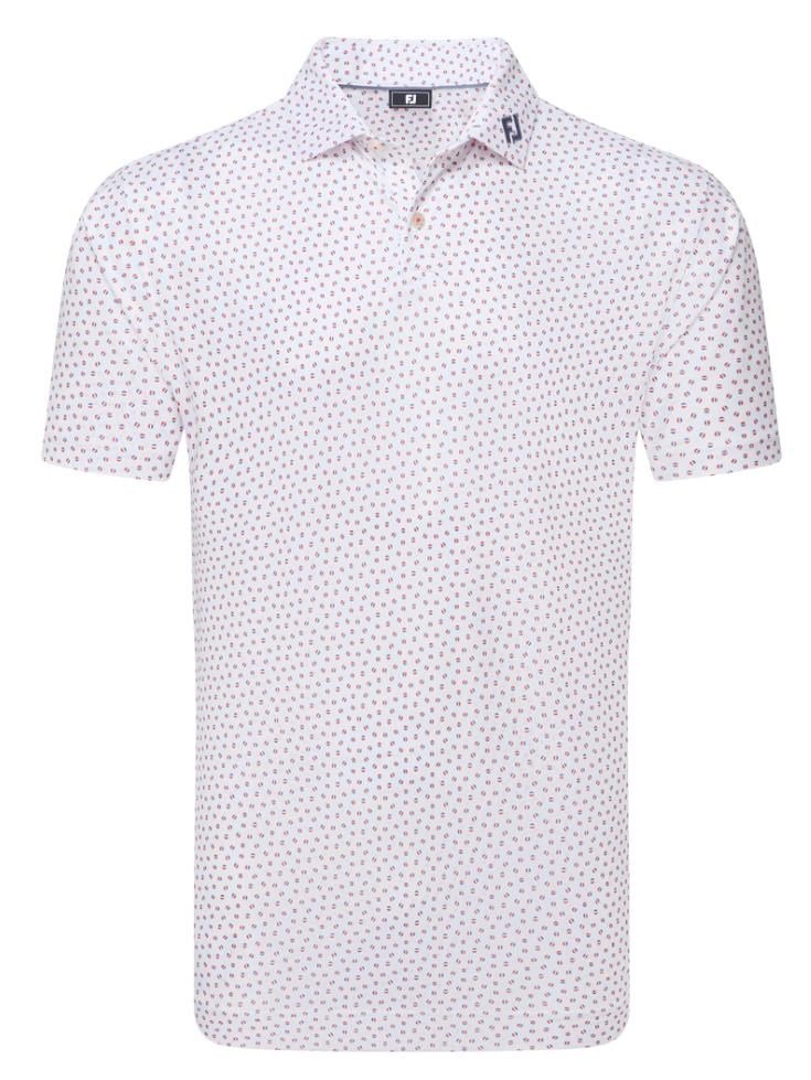 FootJoy Bounce Print Pique pánske polo, white/hibiscus