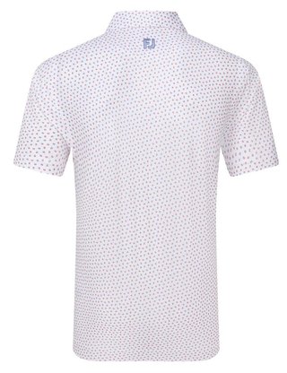 FootJoy Bounce Print Pique pánske polo, white/hibiscus