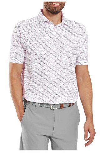 FootJoy Bounce Print Pique pánske polo, white/hibiscus