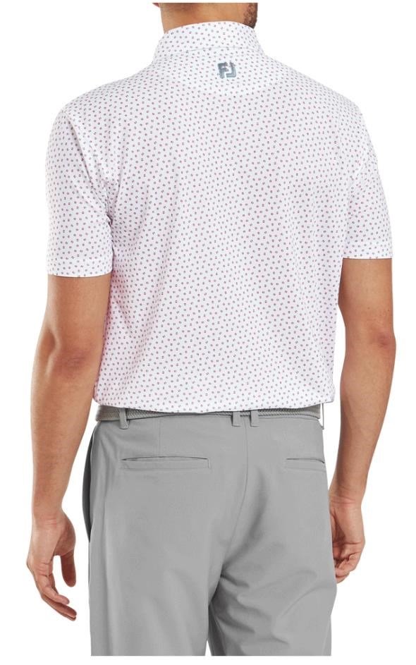 FootJoy Bounce Print Pique pánske polo, white/hibiscus