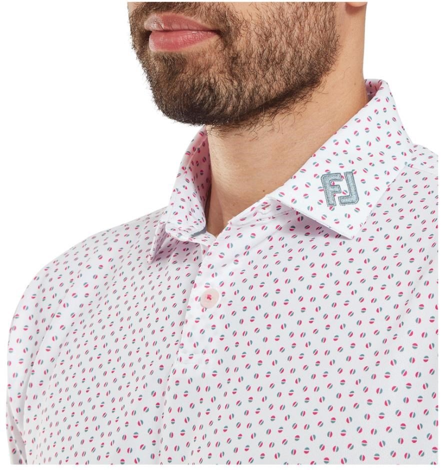 FootJoy Bounce Print Pique pánske polo, white/hibiscus