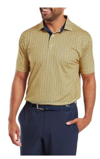 FootJoy Citrus Print Lisle pánske polo, taxi/navy