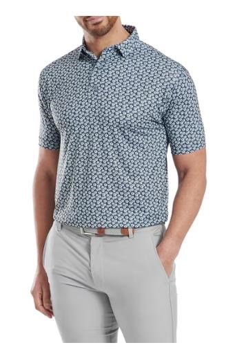 FootJoy Floral Sketch Print Lisle pánske polo, white/navy