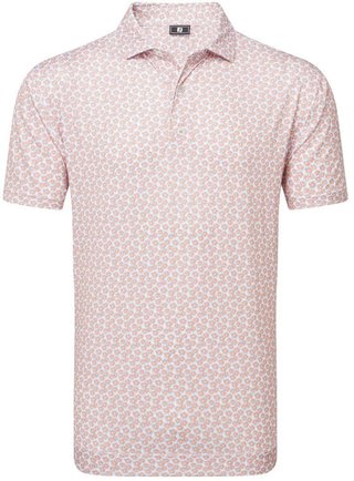 FootJoy Floral Sketch Print Lisle pánske polo, oranžové/biele