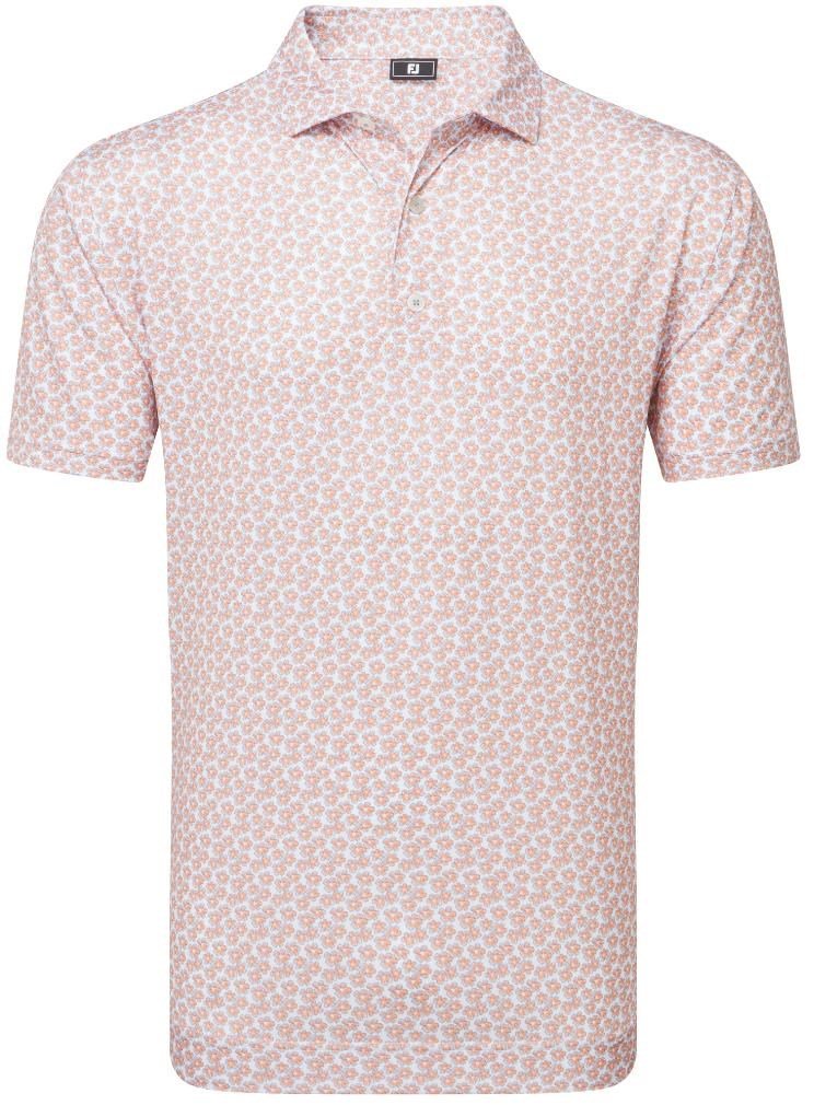 FootJoy Floral Sketch Print Lisle pánske polo, oranžové/biele