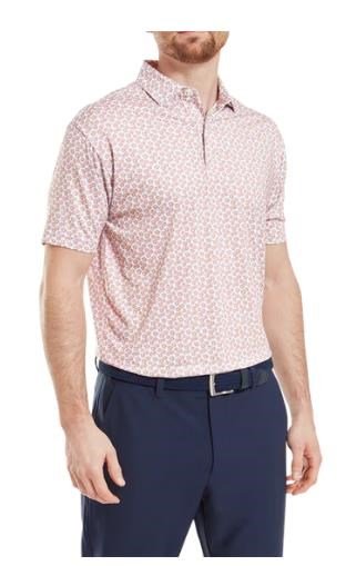 FootJoy Floral Sketch Print Lisle pánske polo, oranžové/biele