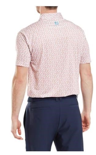 FootJoy Floral Sketch Print Lisle pánske polo, oranžové/biele