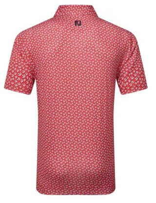 FootJoy Floral Sketch Print Lisle pánske polo, white/hibiscus