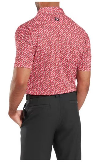 FootJoy Floral Sketch Print Lisle pánske polo, white/hibiscus